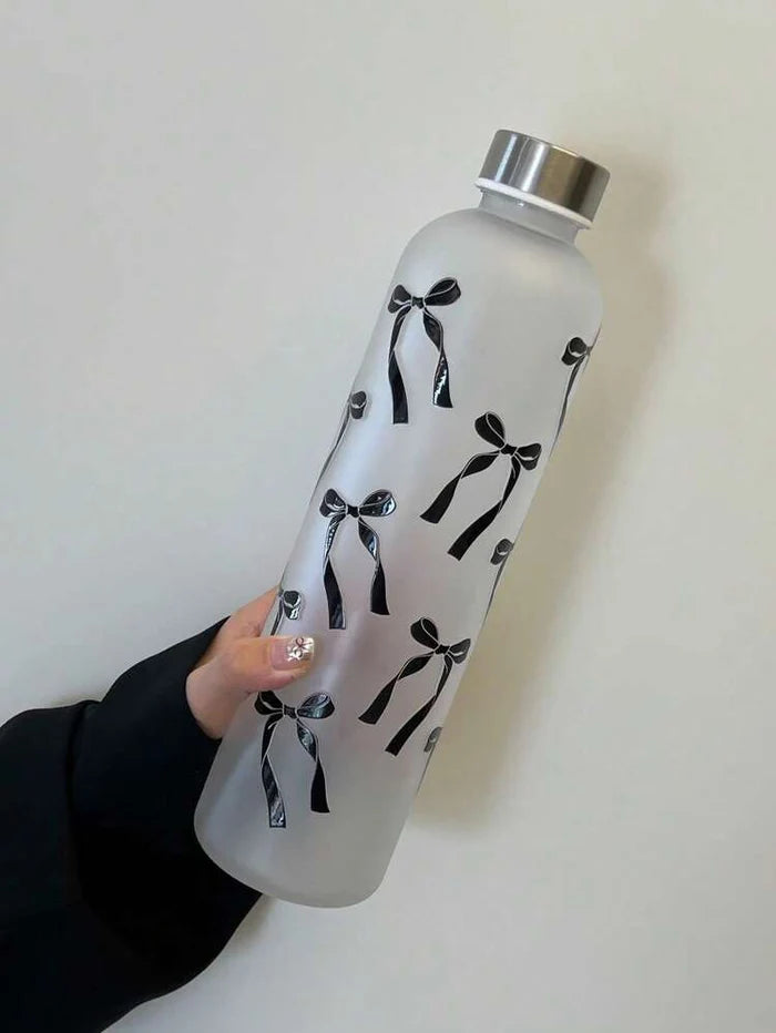 1L Aesthetic Water Bottle With Bow Print