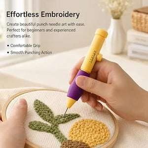 Embroidery Punch Pen with Needle Accessories, Creative Punch Needle Rug Making Kit, Adjustable Punch Needle Kit