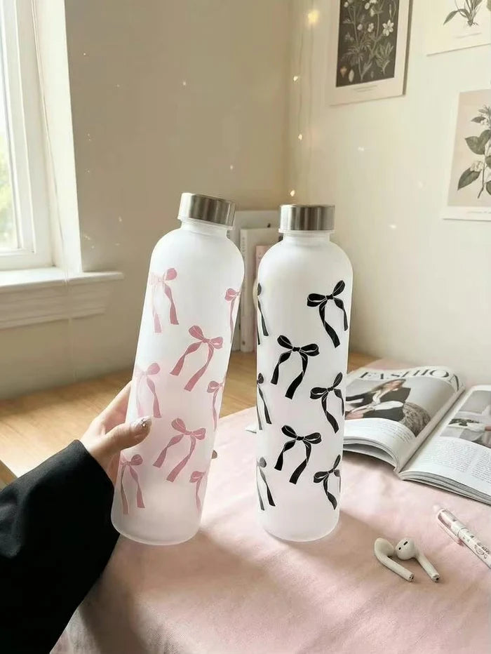 1L Aesthetic Water Bottle With Bow Print
