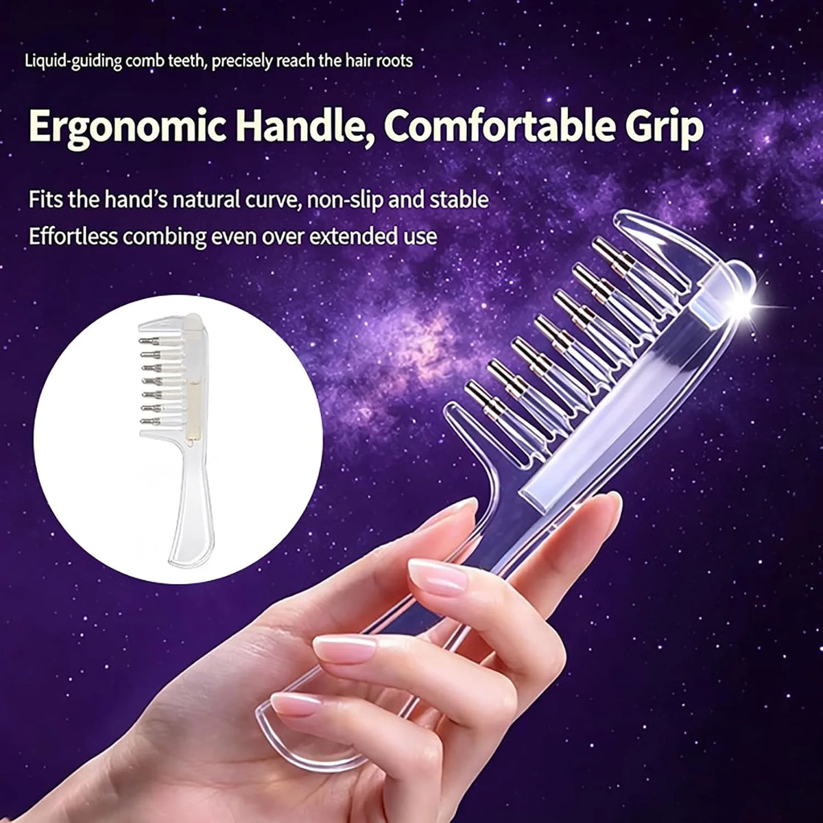 Unisex Transparent Hair Oil Comb Applicator Massage with Built-In Liquid Reservoir