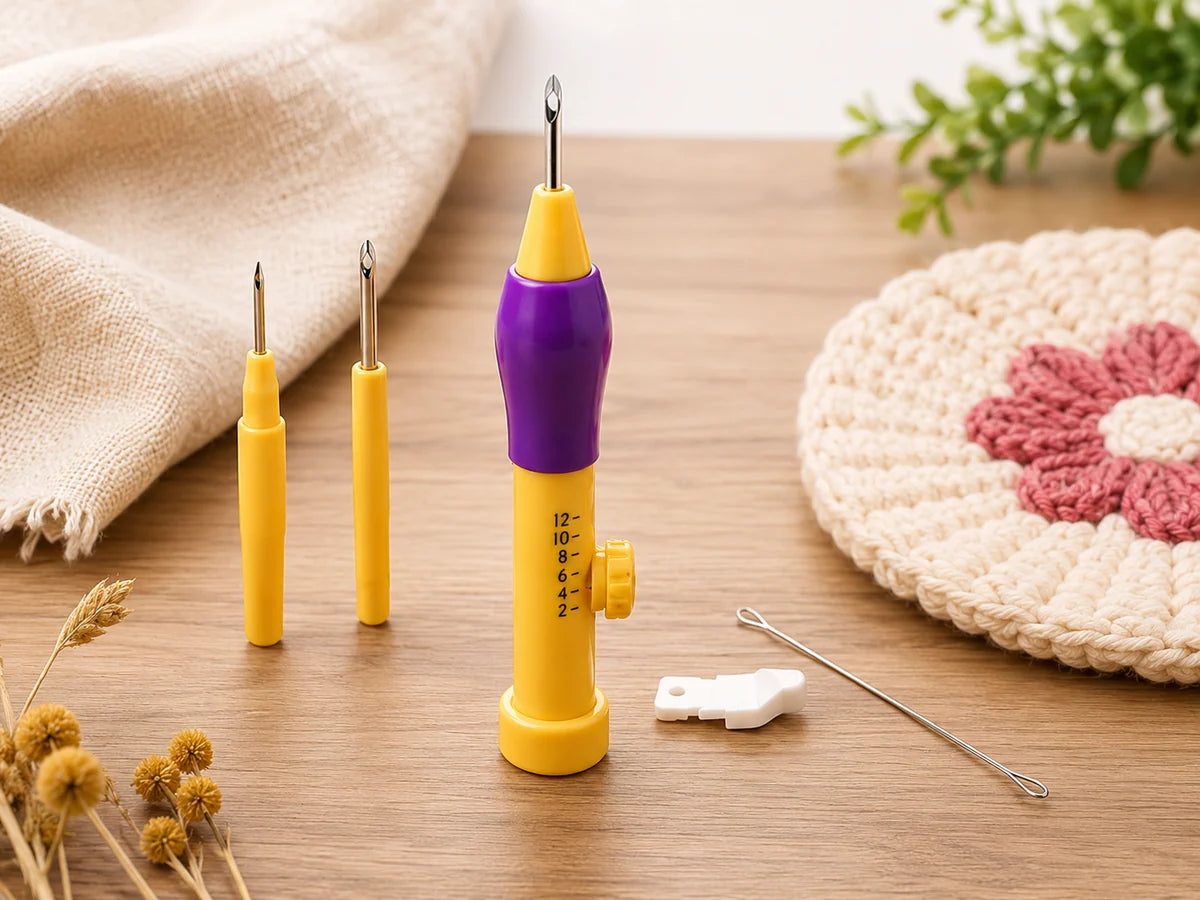 Embroidery Punch Pen with Needle Accessories, Creative Punch Needle Rug Making Kit, Adjustable Punch Needle Kit
