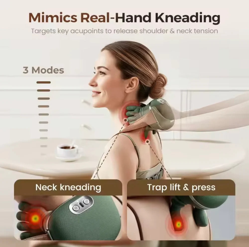 Heated Pillow Neck And Back Massager, Bionic Neck Shoulder Massager, Electric Kneading Muscles Massager