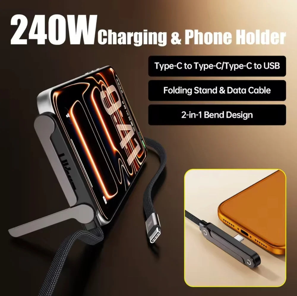 2 In 1 Cable With Mobile Stand, Charging Cable With Phone Bracket and Stand