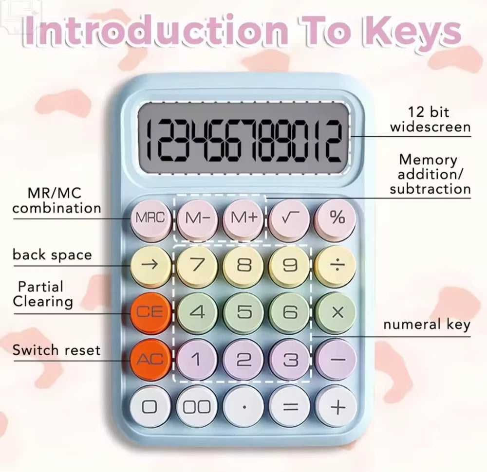 Candy Colors Calculator with Large LCD Display Portable Bubble Key Calculator, Desktop Calculator with Colorful Bubble Buttons