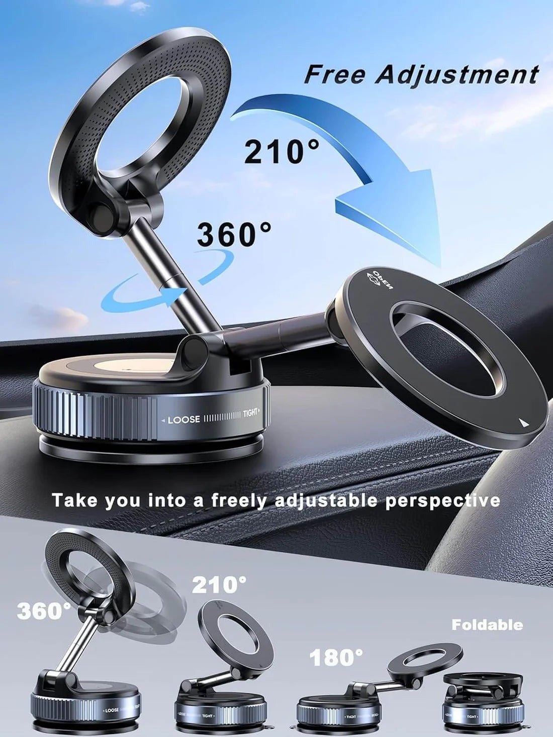 Magnetic Vacuum Suction Car Phone Mount