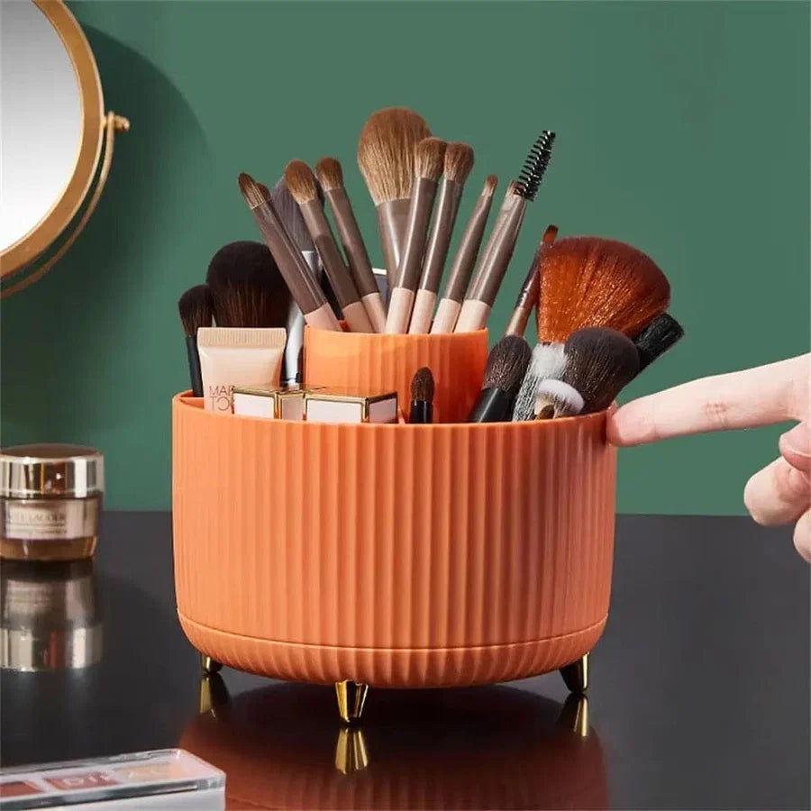 Versatile Desk Organizer, Multi Compartment Storage Box, 360°Rotating Desktop Makeup Brushes Organizer, Portable Stationary Holder, Skincare Pen Organizer Stand, 5 Slots 360 Degree Rotating Desk Organizers
