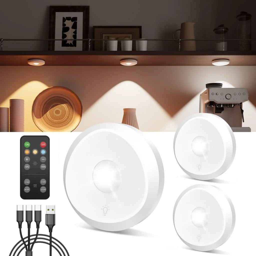 Wireless LED Puck Lights with Remote Control