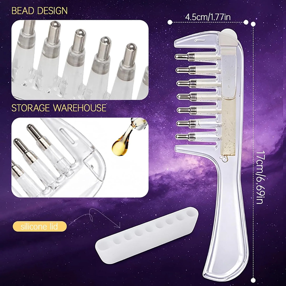 Unisex Transparent Hair Oil Comb Applicator Massage with Built-In Liquid Reservoir