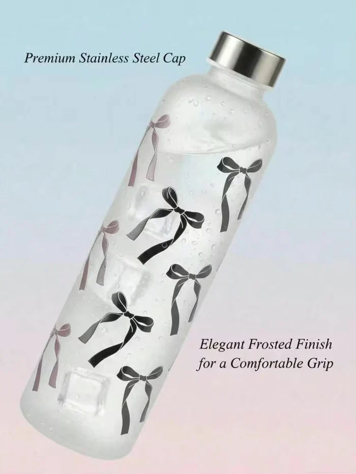 1L Aesthetic Water Bottle With Bow Print