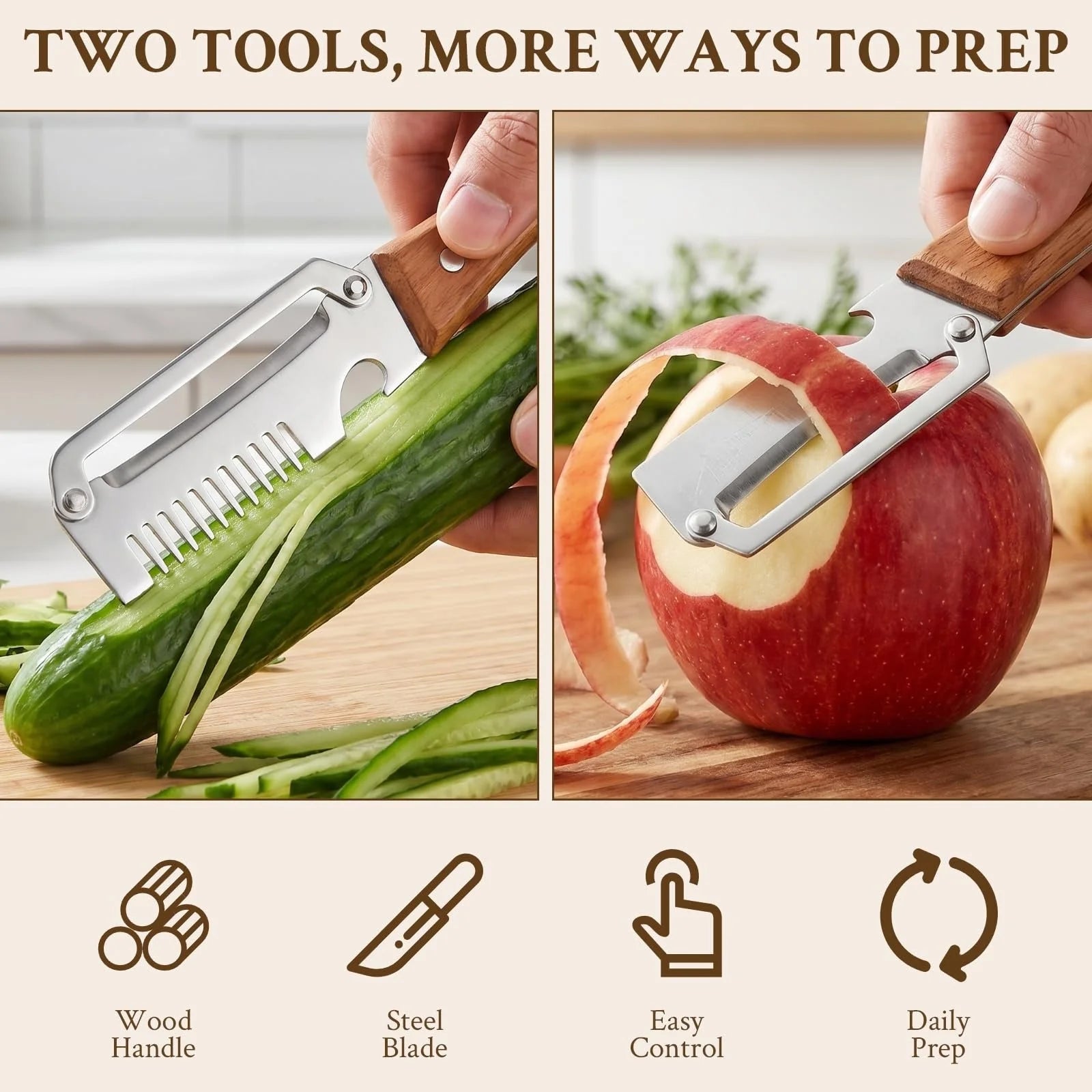 3 in 1 Multi Functional Wooden Handle Peeler and Bottle Opener