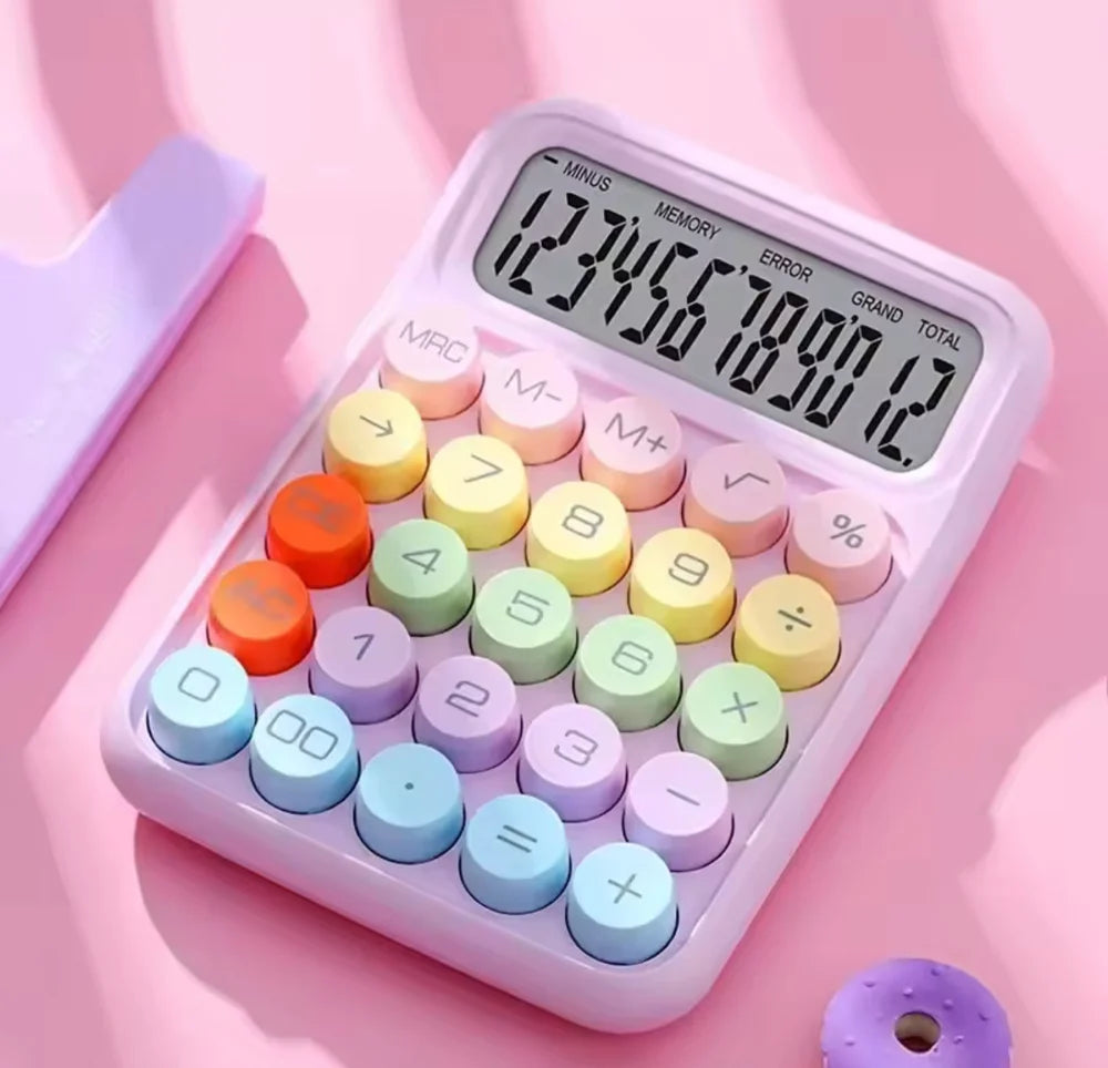 Candy Colors Calculator with Large LCD Display Portable Bubble Key Calculator, Desktop Calculator with Colorful Bubble Buttons