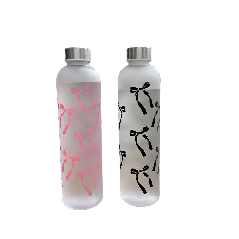 1L Aesthetic Water Bottle With Bow Print