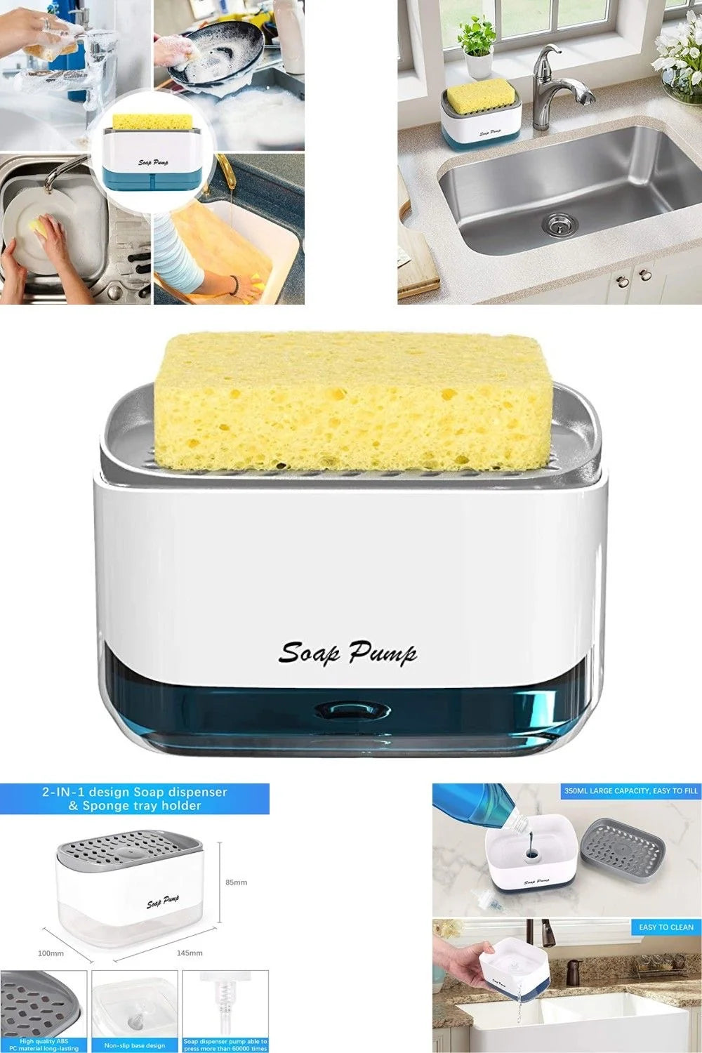 2-in-1 Soap Dispenser & Sponge Holder