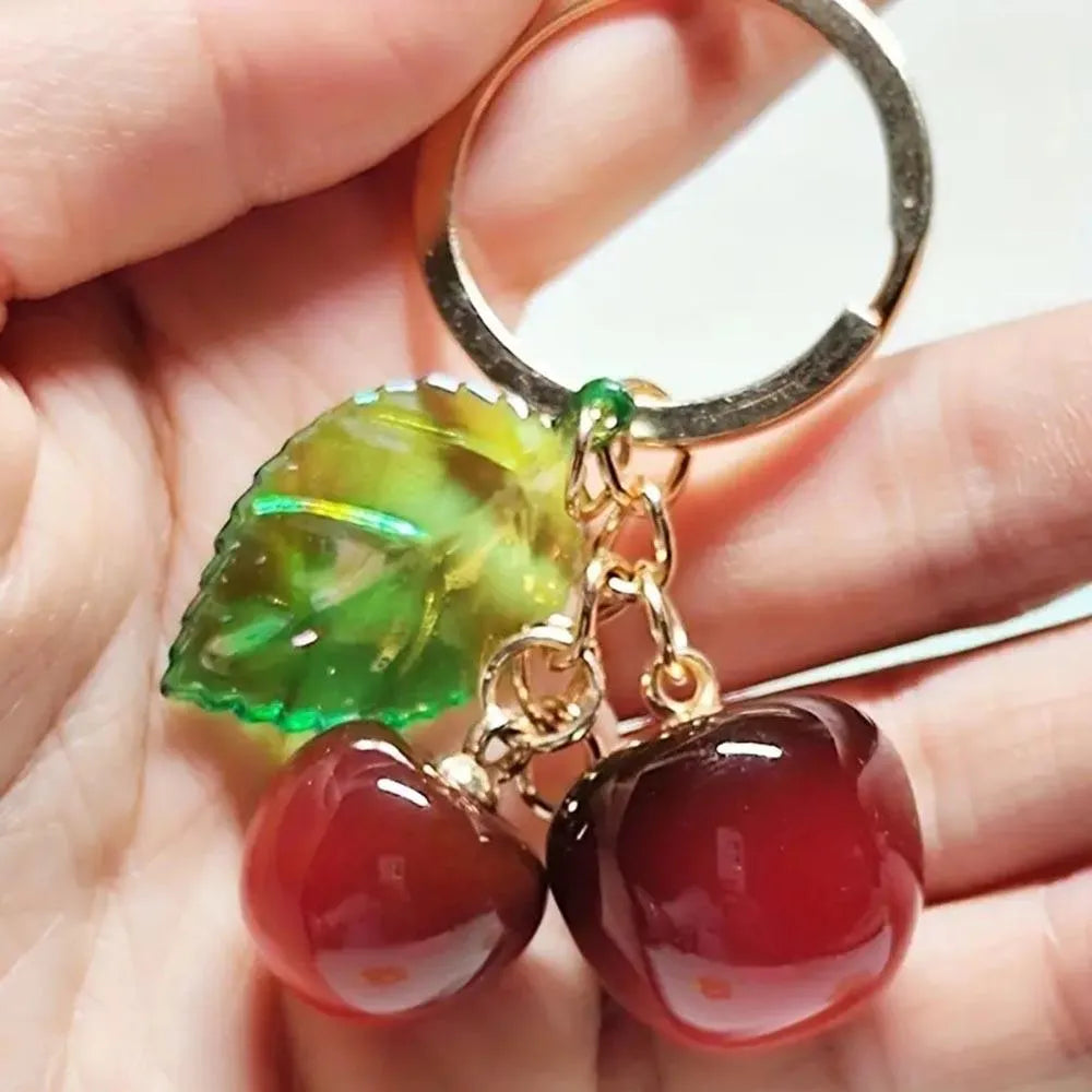 Red Cherry Keychain Backpack Key Ring