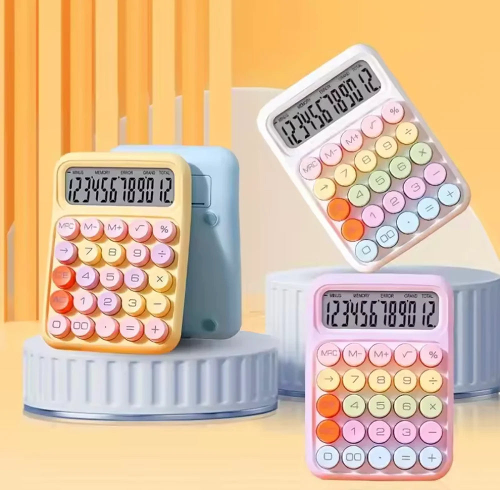Candy Colors Calculator with Large LCD Display Portable Bubble Key Calculator, Desktop Calculator with Colorful Bubble Buttons