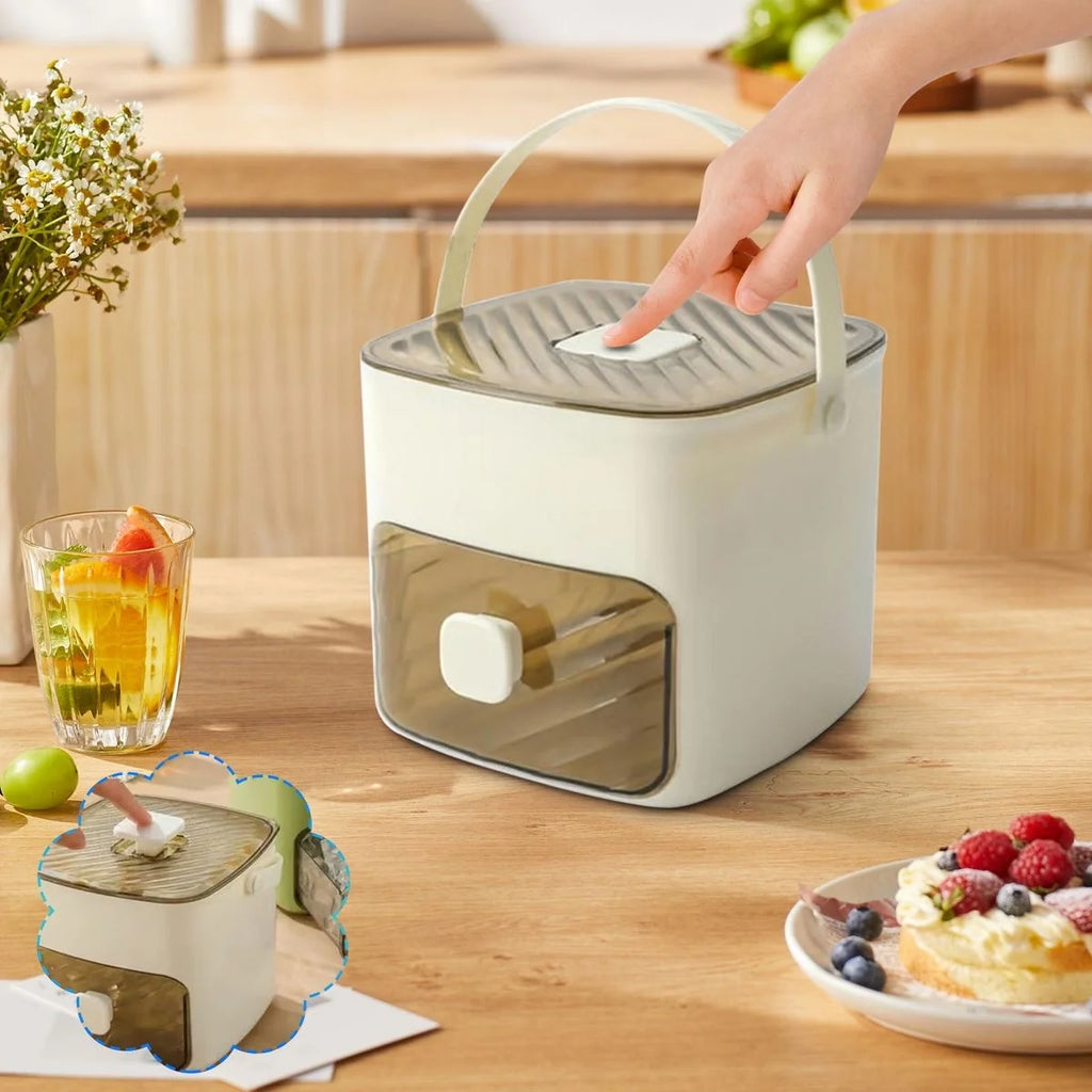 Portable Ice Bucket with Pull-Out Drawer & Ice Tongs