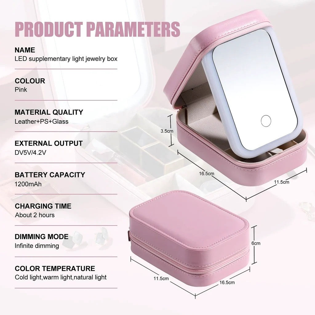 Mini LED Mirror Makeup Storage Case