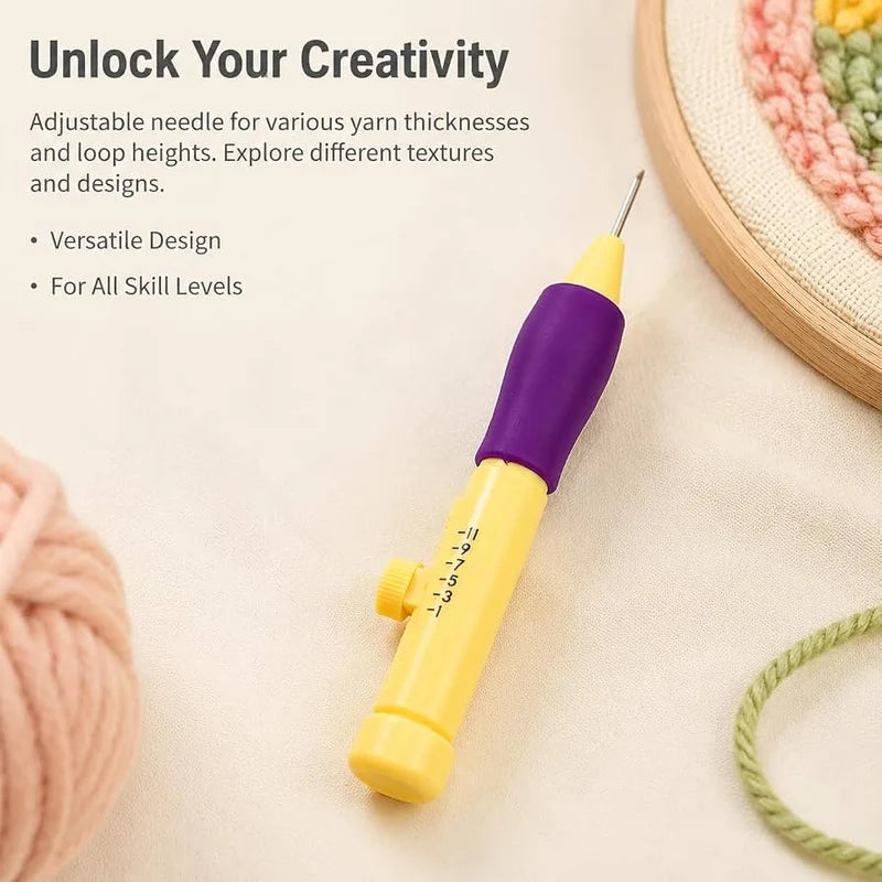 Embroidery Punch Pen with Needle Accessories, Creative Punch Needle Rug Making Kit, Adjustable Punch Needle Kit
