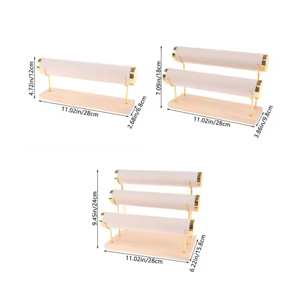 Detachable Bracelet And Bangle Organizer, PU Leather Velvet Jewelry Organizer, Multi Layer Bracelet Organizer Rack, Countertop Bracelet Iron Rack