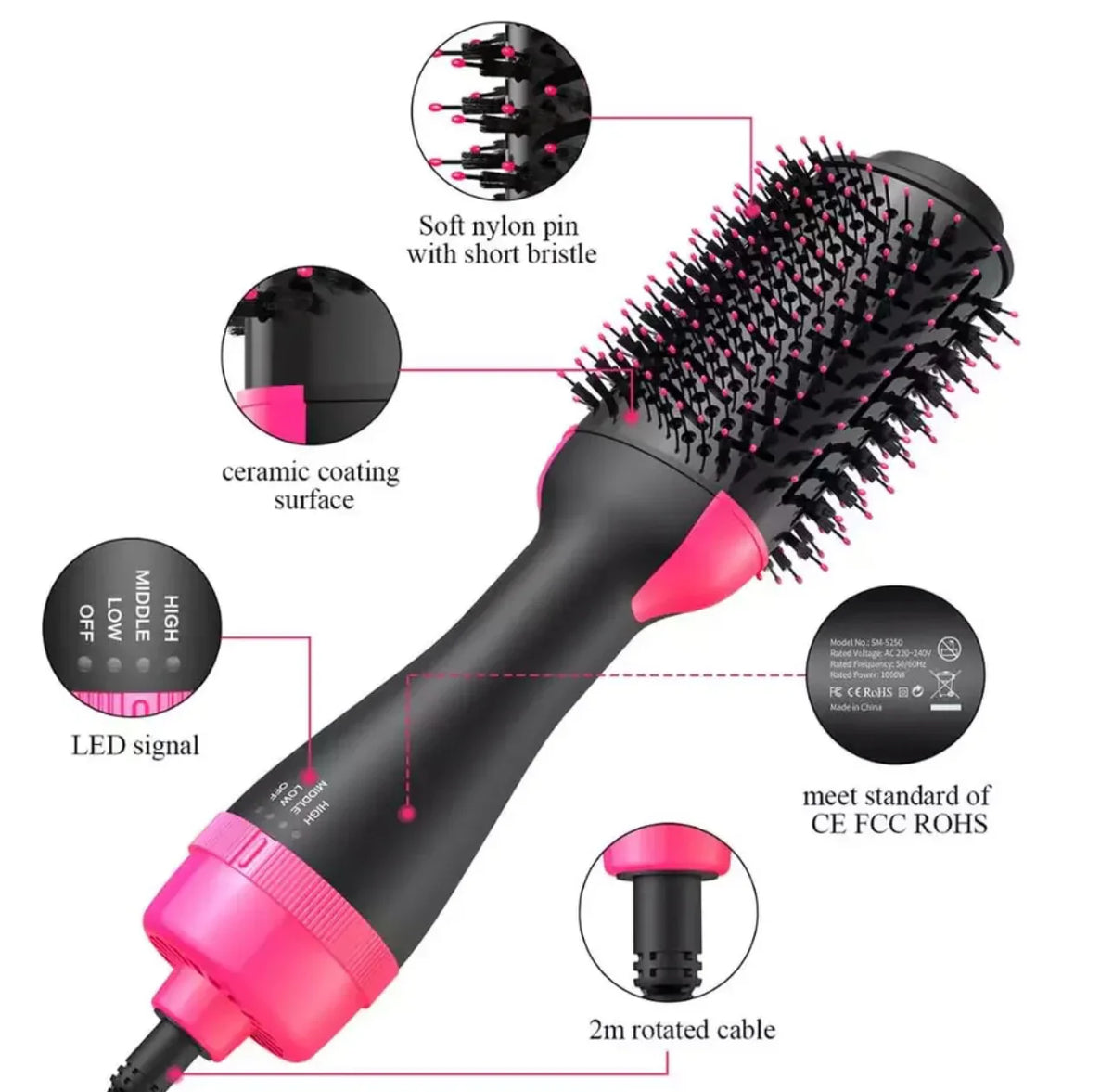 4 in 1 Hot Hair Brush & Straightener